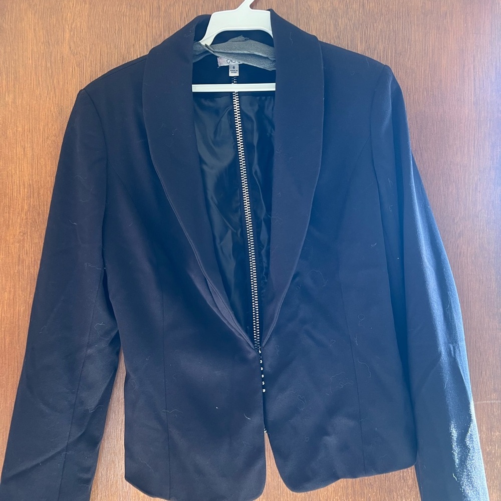 Black Blazer with Zipper Detail